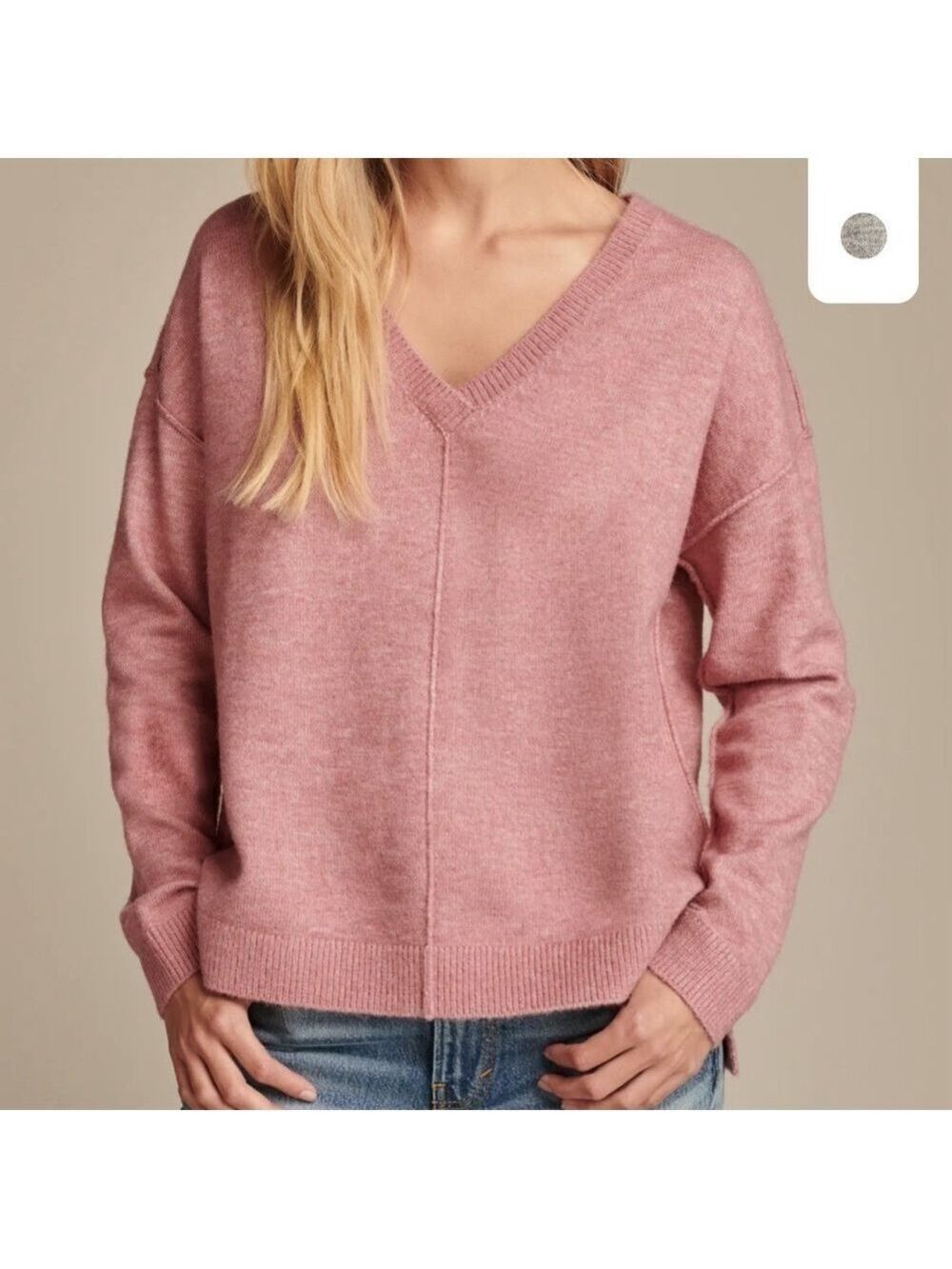Lucky Brand Oversized V-Neck Sweater Blush